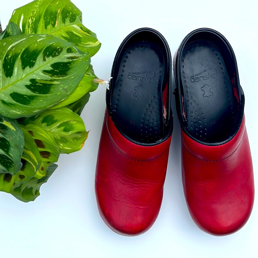 Red Leather Dansko Clog